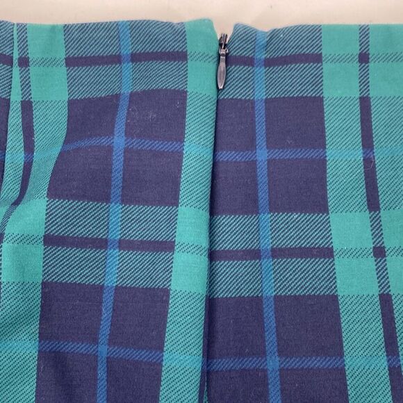 Lord & Taylor Blackwatch Tartan Plaid Cotton Stretch Pencil Skirt Lined Navy Gre - Picture 3 of 10
